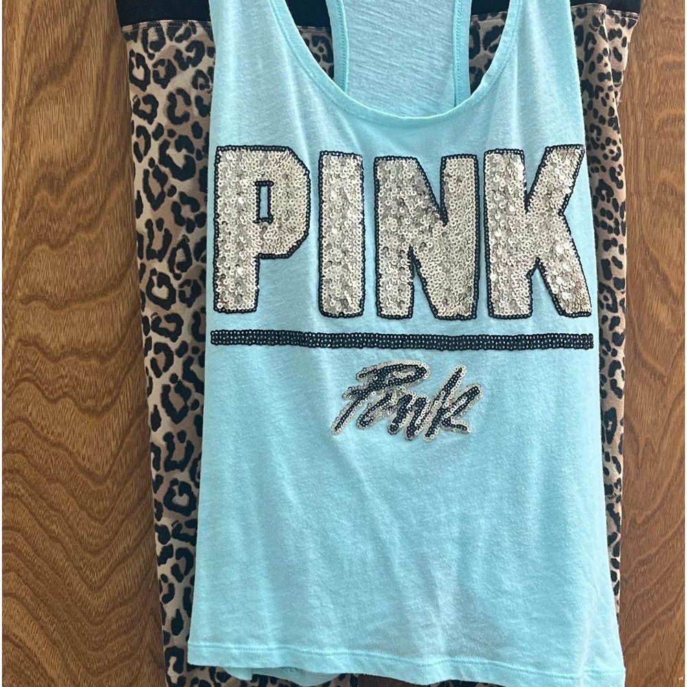 VS PINK bling tank top & leopard leggings